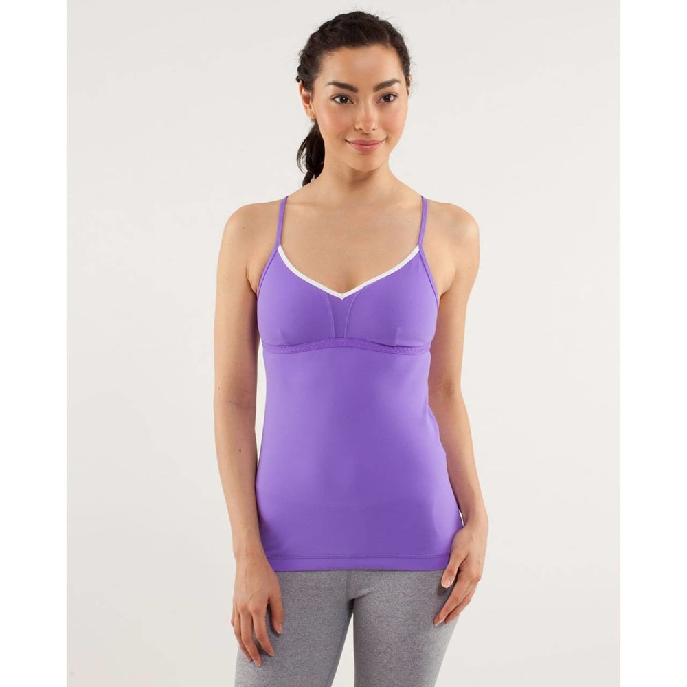 Lululemon Live Lightly Tank in Power Purple White Size 6 Gym Athletic Sporty